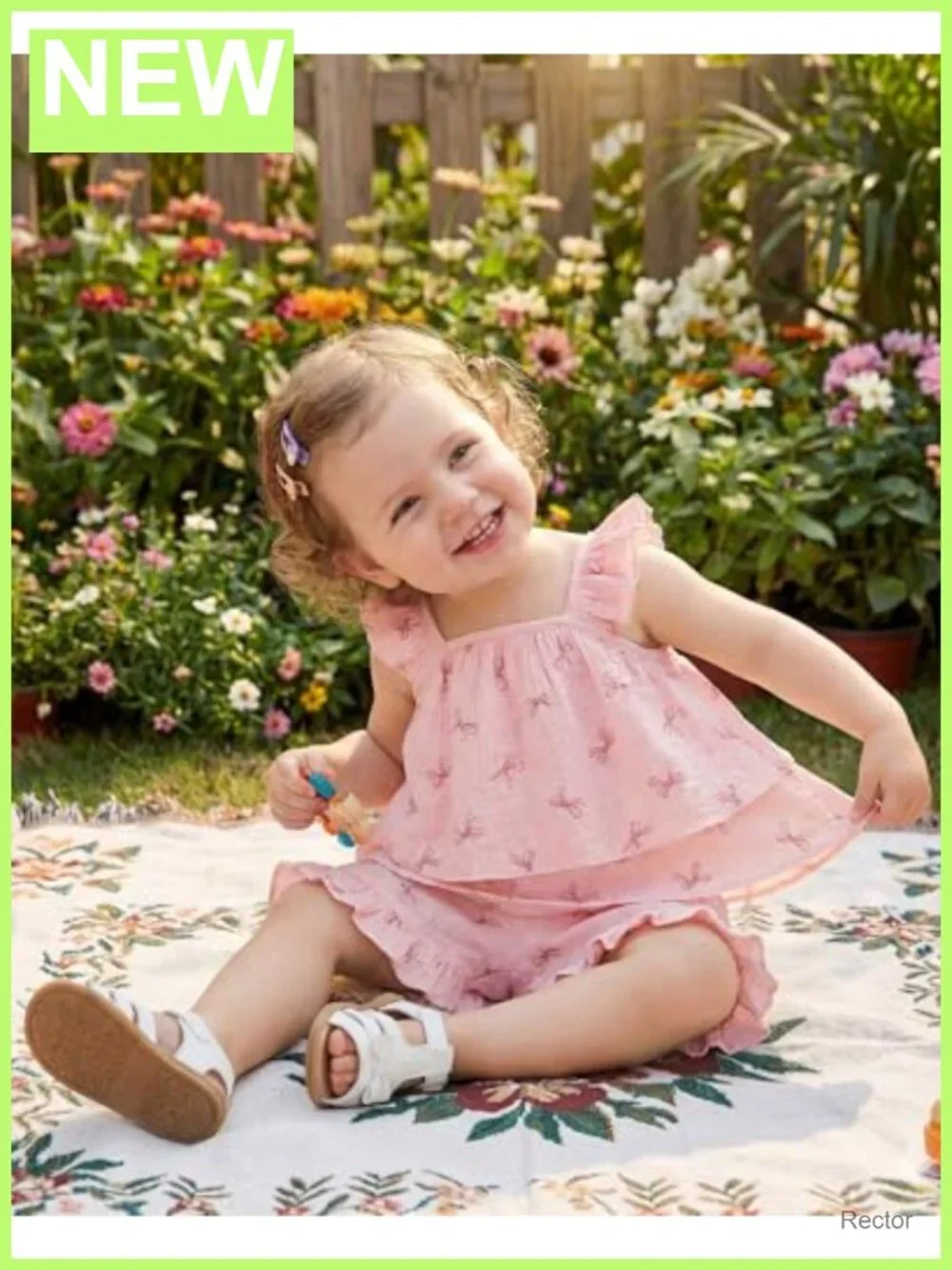 Toddler Girl Ruffle Sleeve Floral Top and Shorts Set Cotton Summer Outfit 2Pc
